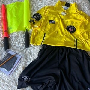 Yellow Referee Jersey and Black Shorts Set